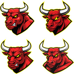 a collection red bull mascot heads