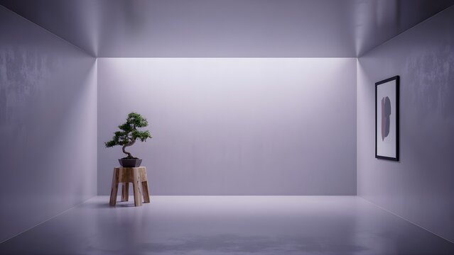 Calming purple video background with bonsai and soft glow