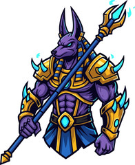 The powerful mascot character of the Egyptian god Anubis