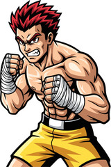 strong muscular fighter mascot character