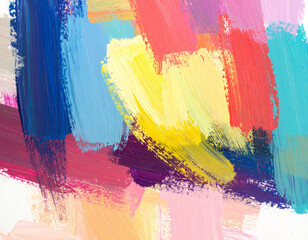 Abstract brush strokes poster with colorful painted textures and creative splashes, perfect for stylish modern wall décor.