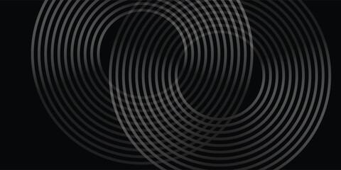 3D black geometric abstract background overlap layer on dark space with waves lines decoration. Minimalist modern graphic design element cutout style concept for banner, flyer, card.