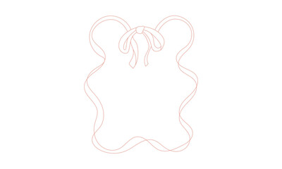 Vintage bow frame for greeting cards, birthday party and wedding, Hand drawn round ribbons border on transparent background. vector illustration