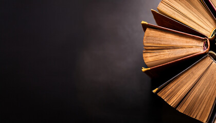 Old books arranged highlighting their historical significance. Neatly arranged representing a collection of wisdom