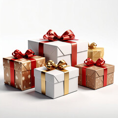 Group of christmas gift boxes isolated on white background