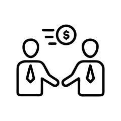 Obraz premium Business negotiation between two men with dollar symbol in motion 