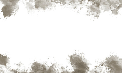 Abstract Brown Watercolor Texture Ink Splatter Frame Border on Transparent Background