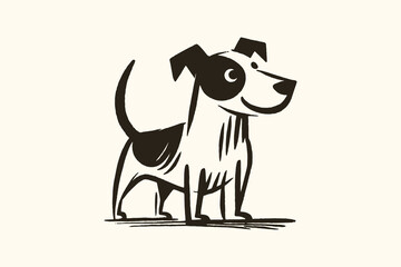 Jack Russell terrier cartoon black brush dog illustration vector © Victoria