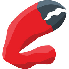 Red Crab Claw With Dark Grey Pincers On Transparent Background Detailed Illustration