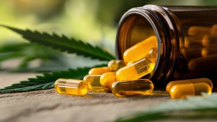 Pills and Plant: A close-up view of a collection of pills with a plant, highlighting the intersection of health, wellness, and natural medicine. - Powered by Adobe