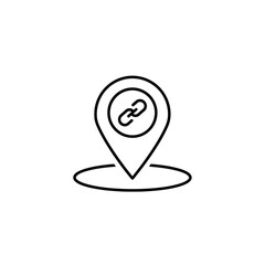 Location Link Icon | GPS Pin Symbol with Chain | Connection Marker Vector Illustration