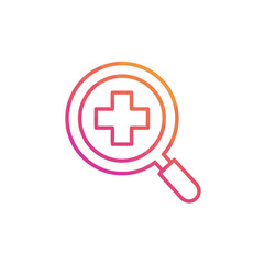 Fototapeta premium Medical Search Icon PNG | Healthcare Magnifying Glass Vector | Medical Research Outline Illustration