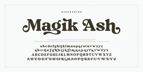 Elegant font, vintage type or luxury premium typeface, vector English royal alphabet. Classic typography in modern or old art deco style, serif letters for modern or retro poster font