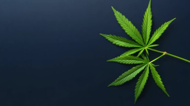 Cannabis Leaf on a Dark Backdrop: A pair of vibrant green cannabis leaves gracefully lay against a smooth, dark background, exuding an organic and natural aesthetic.