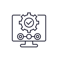 quality control line icon with computer