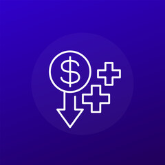 reduce medical costs icon, line design