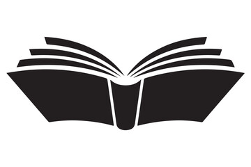 Minimal book silhouette outline reading and learning icon illustration
