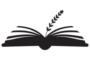 Minimal book silhouette outline reading and learning icon illustration
