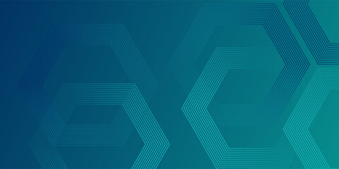 Digital hexagonal green abstract background. Digital futuristic technology concept with hexagons. Geometric stripe line art design for poster, brochure, cover, banner, website, header © Moh