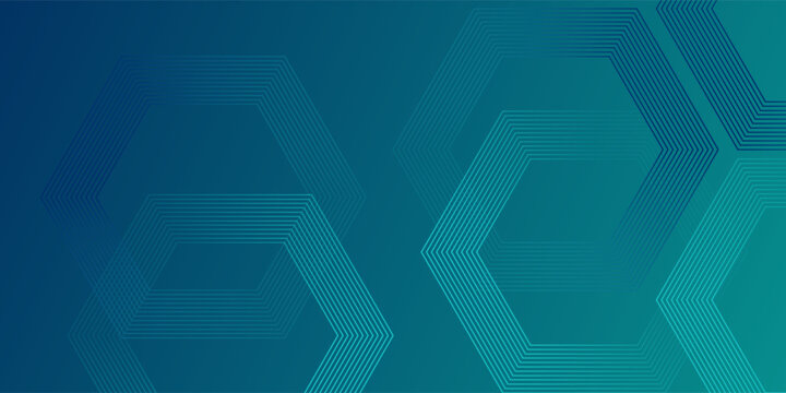 Digital hexagonal green abstract background. Digital futuristic technology concept with hexagons. Geometric stripe line art design for poster, brochure, cover, banner, website, header