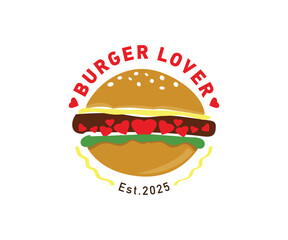 Burger lover icon logo design illustration