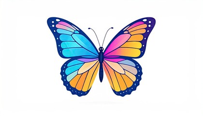 Colorful Butterfly Illustration with Symmetrical Wings on White Background