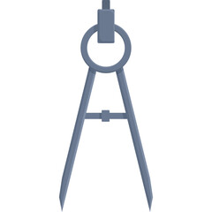 Gray Metal Drawing Compass Tool With Two Legs and Circular Head on Transparent Background Isolated Studio Shot