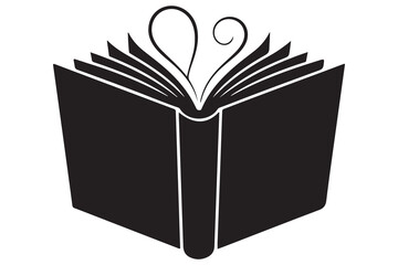 Minimal book silhouette outline reading and learning icon illustration
