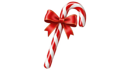 Candy cane with red bow isolated PNG with Transparent Background