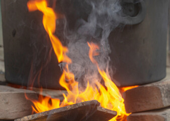 wood burning in a fireplace