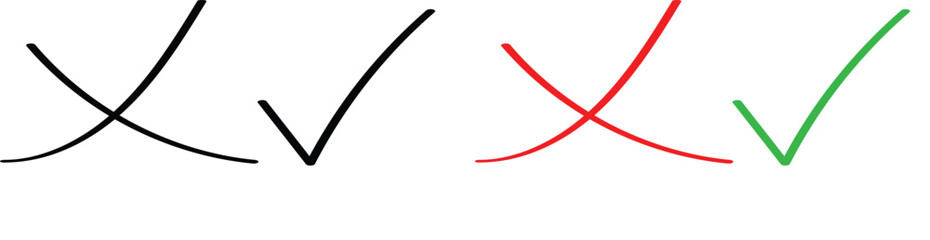 Check tick mark icon set. Cross box x check mark. check box icon with right and wrong buttons and yes or no checkmark on transparent background
