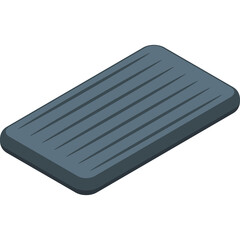 Gray Rectangular Pad with Parallel Grooves in Isometric View on Transparent Background
