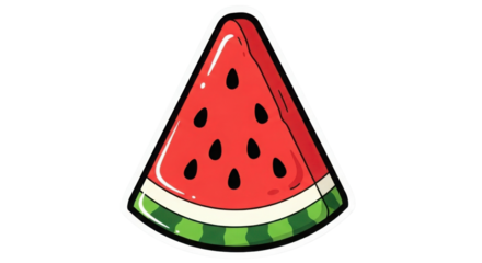 Cartoon illustration of a slice of watermelon isolated PNG with Transparent Background