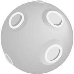 Gray Sphere With Circular Indentations And Light Gray Rings Against Transparent Background Simple Geometric Shape