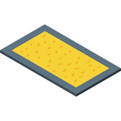 Gray Rectangular Frame With Yellow Center Filled With Small Orange Specks Isolated On White Background Pixel Art