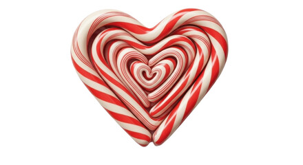 Candy canes arranged in a heart shape isolated PNG with Transparent Background