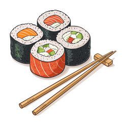 Depicting Create Bold Stroke Japanese Sushi Rolls Wit Stunning Premium Digital Asset
