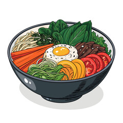 Create Bold Stroke Korean Bibimbap Rice Bow Professional Photo Ideal for Marketing