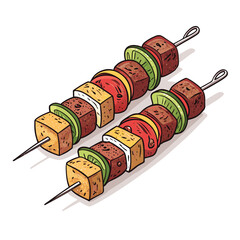 Depicting Create Bold Stroke Turkish Kebab Skewers Dynamic Creative Visual