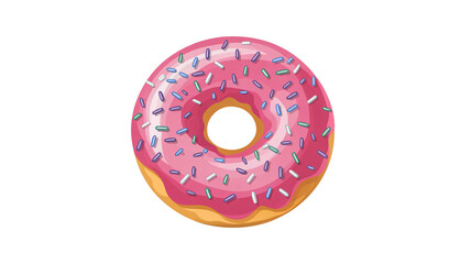 Fototapeta premium Sweet donut with pink frosting and colorful sprinkles design treat