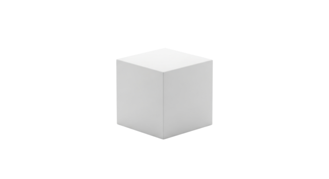 Simple white cube for abstract design isolated PNG with Transparent Background
