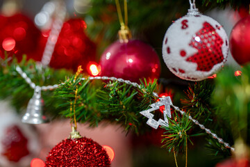 Decorated Christmas Tree with Colorful Ornaments