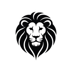 Stylized black and white lion head emblem for branding