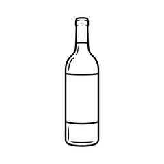 Simple line drawing of a clear glass wine bottle with blank label