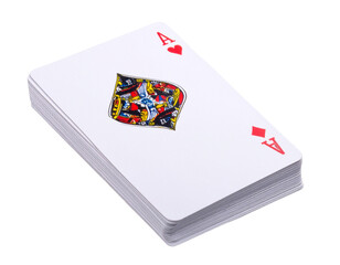 Suit deck of playing cards on white background