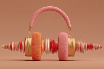 Innovative headphone design capturing sound waves interplay with vibrant color gradients showcasing audio texture and modern aesthetic in a minimalistic visual representation