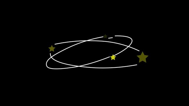 dizzying animation of cartoon stars moving around and above the head_knockout_ in a circle on a black background
