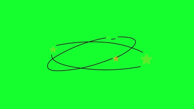 Cartoon style dizzy animation. Feeling unwell. Black background with alpha channel transparency for animation.