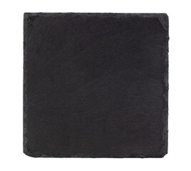 Slate serving tray or plate isolated on white or transparent background, top view