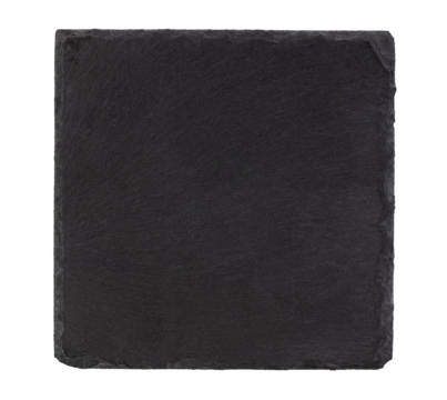 Slate serving tray or plate isolated on white or transparent background, top view